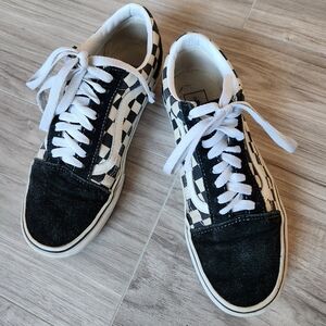 VANS Black/White Checkered Checkered Sneakers Size Mens 6.5/Womens 8